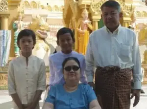 Kevin (top row, center) before entering the Monkhood for the first time as a boy in Myanmar.